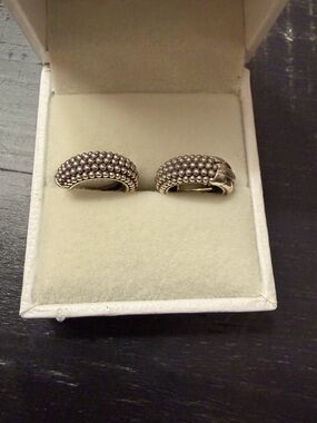 LAGOS Sterling Silver Bead-Textured Hoop Earrings